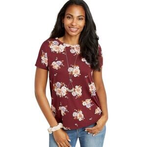 Maurices 24/7 red floral crew neck size  medium